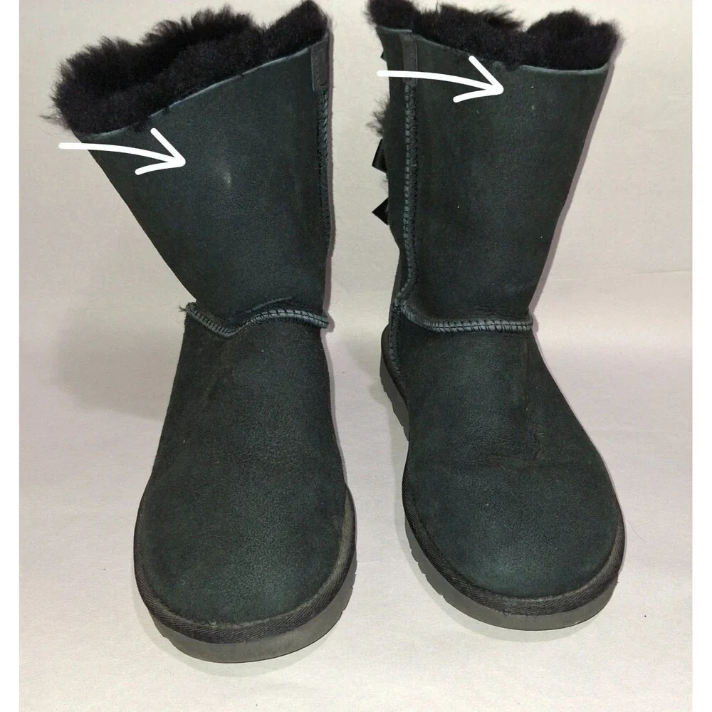 UGG Australia Bailey Bow II Women's Black Sheepskin Boots Size 8